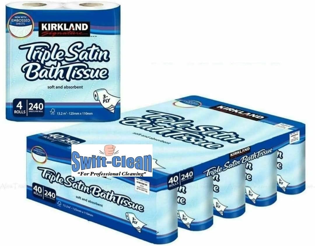 Kirkland Signature Extra Absorbent Triple Satin 3-Ply Toilet Tissue, 40 Rolls Sold by Slamtech