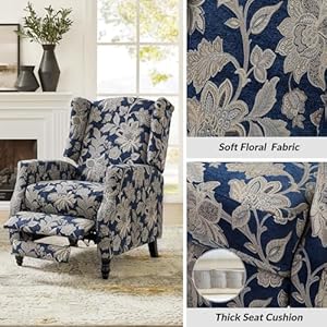 Upholstered wingback recliner chair traditional push back recliner sofa mid century modern lounge armchair for living room home theater accent chairs recliners couches garden  urban country home decor