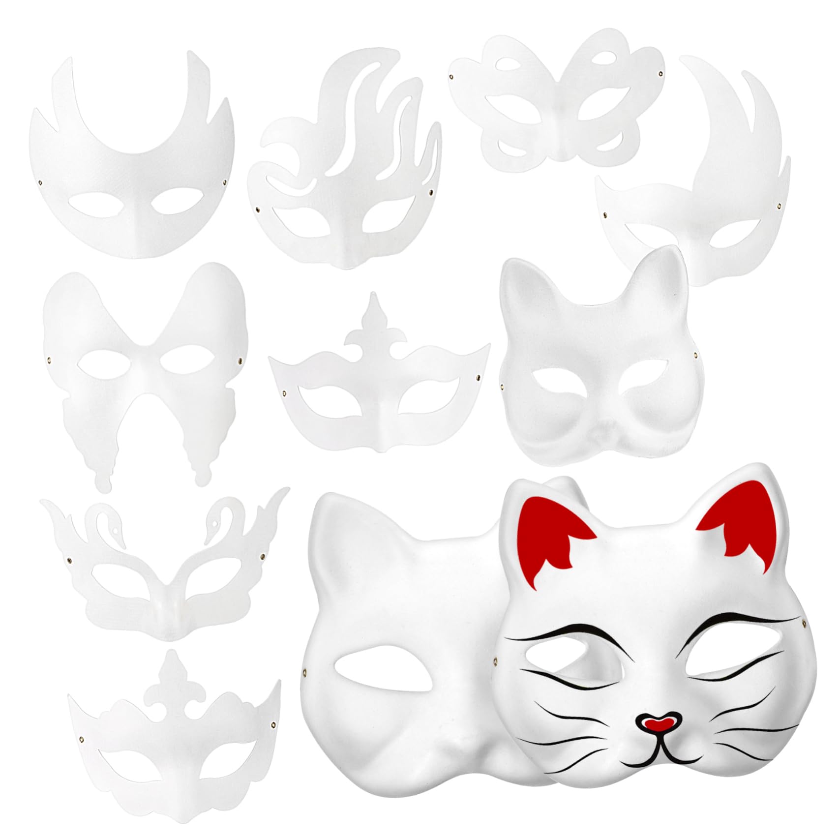 Toyvian 20pezzi Maschera Di Carta Non Verniciata Per Cosplay Maschera Di Carnevale Da Donna Unica Accessorio Per Feste e Oggetti Di Scena