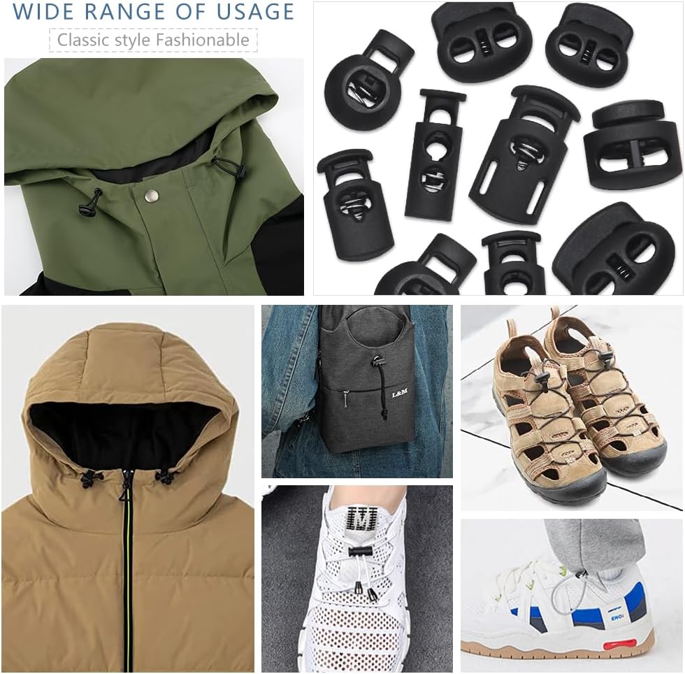 SEMINI Plastic Cord Locks Spring Toggle Stopper Cord Stops Fastener Toggles for Shoelaces, Drawstrings, Bags, Clothing - Image 8