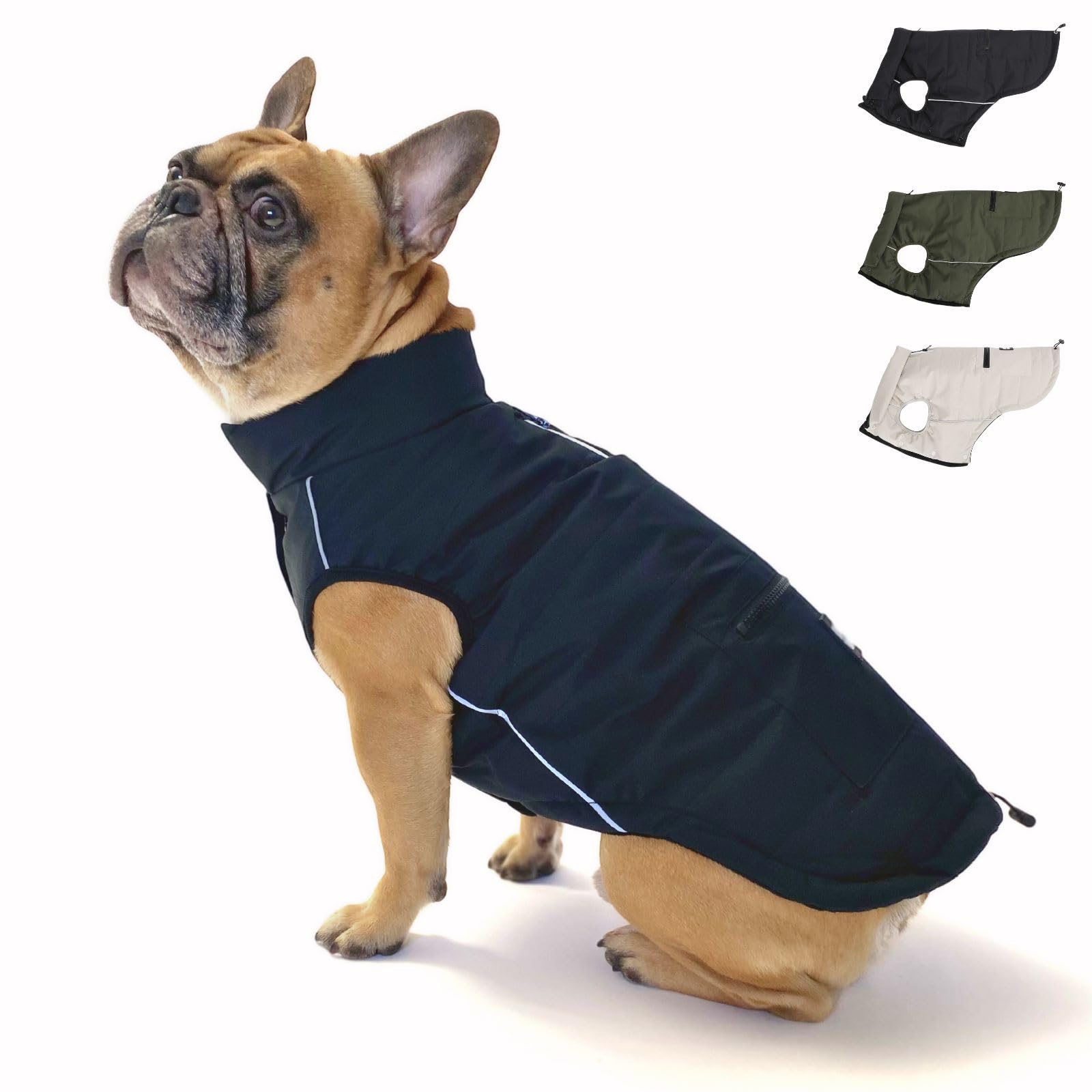Toni Hundejacke, Schwarz, XXL | Winter Hundemantel, mit Bauchschutz, Hundeweste, für große & kleine Hunde
