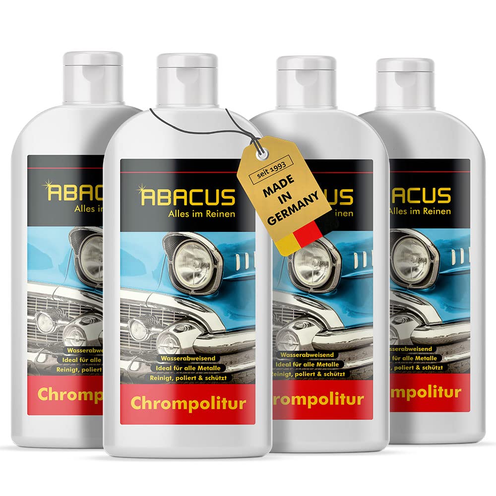 ABACUS® Chrompolitur 4x 250 ml (7725.4) - Alupolitur Aluminiumpolitur Ceranfeldpolitur Metallpolitur Autopolitur Cera Care