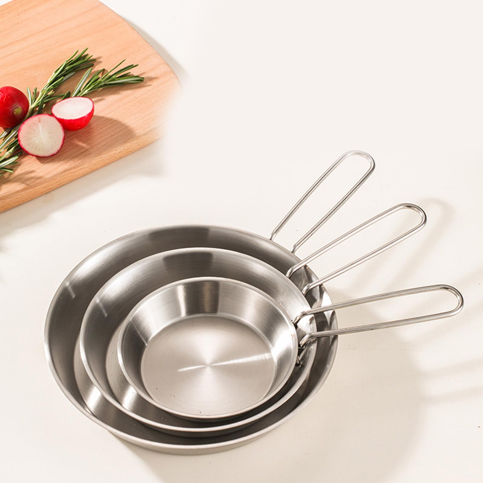 Padella multifunzionale in acciaio inox con manico pieghevole con utensili da cucina per viaggi e campeggio