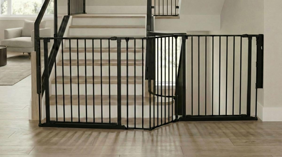 Safetots Two Door Multi Panel Stair Gate, Black, Up to 207cm — image 1