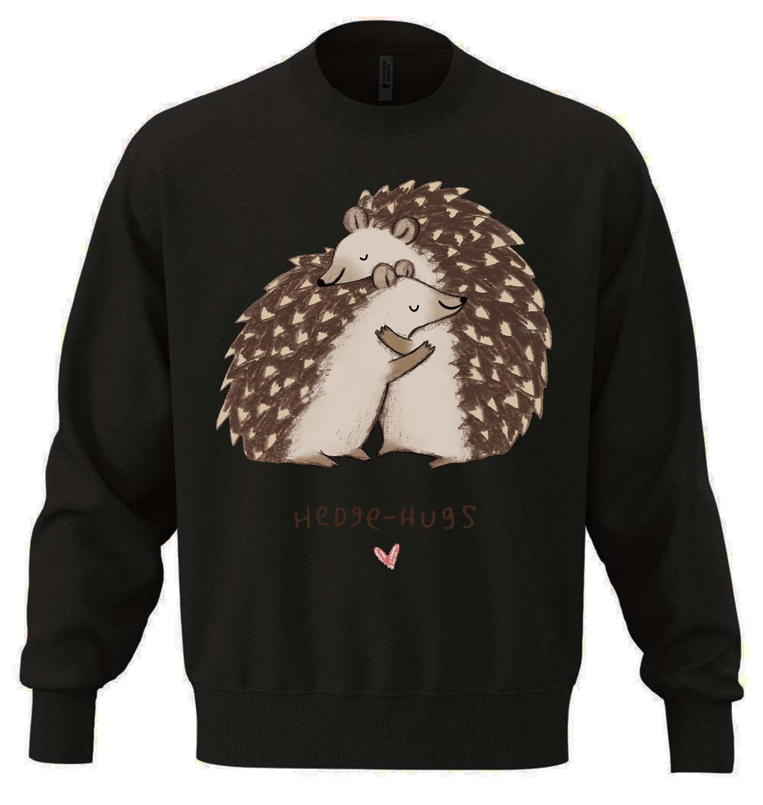 Urocze dzieci rysunek jeż uścisk żywopłot unisex oversize mieszanka bawełny ciężka bluza czarna