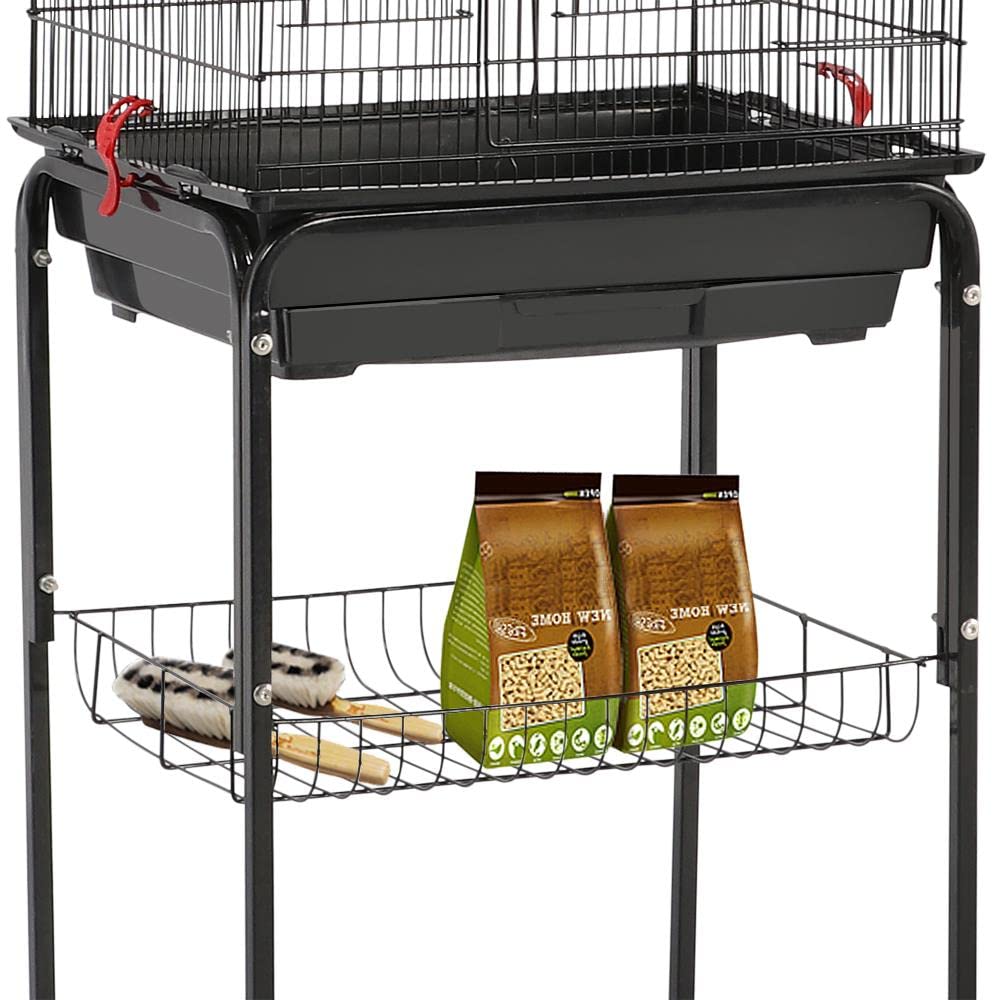Yaheetech Cage Oiseau sur Pied Voliere Oiseaux Interieur Decorative 46 x 35 x 162,5 cm Toit Ouvert pour Perruche Calopsitte Canari