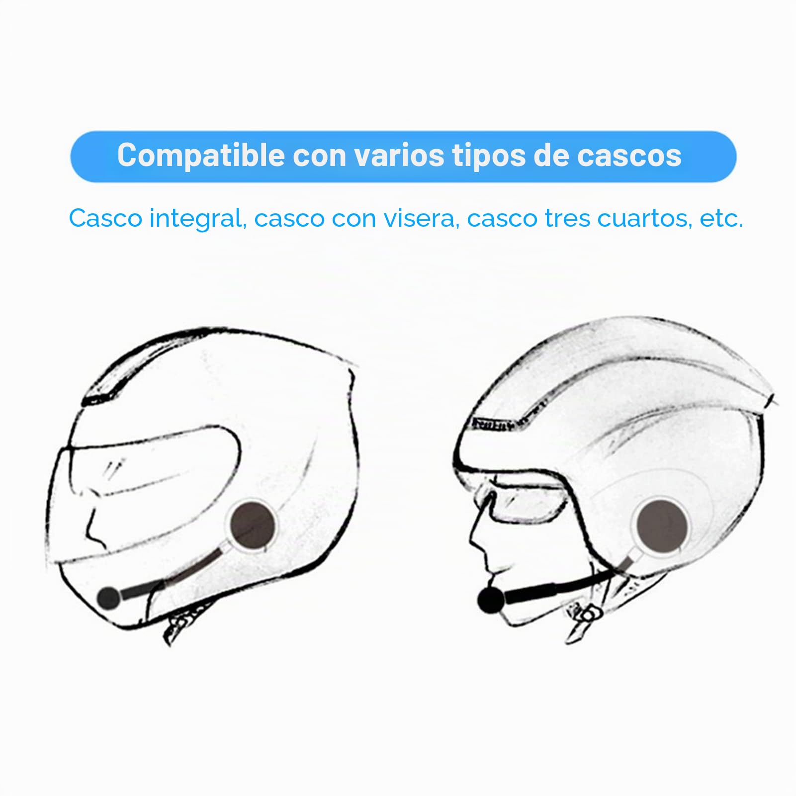 BuyWeek Intercomunicador Bluetooth Auriculares Casco Moto, Bluetooth V5.0 Soporte para Llamadas con Manos Libre