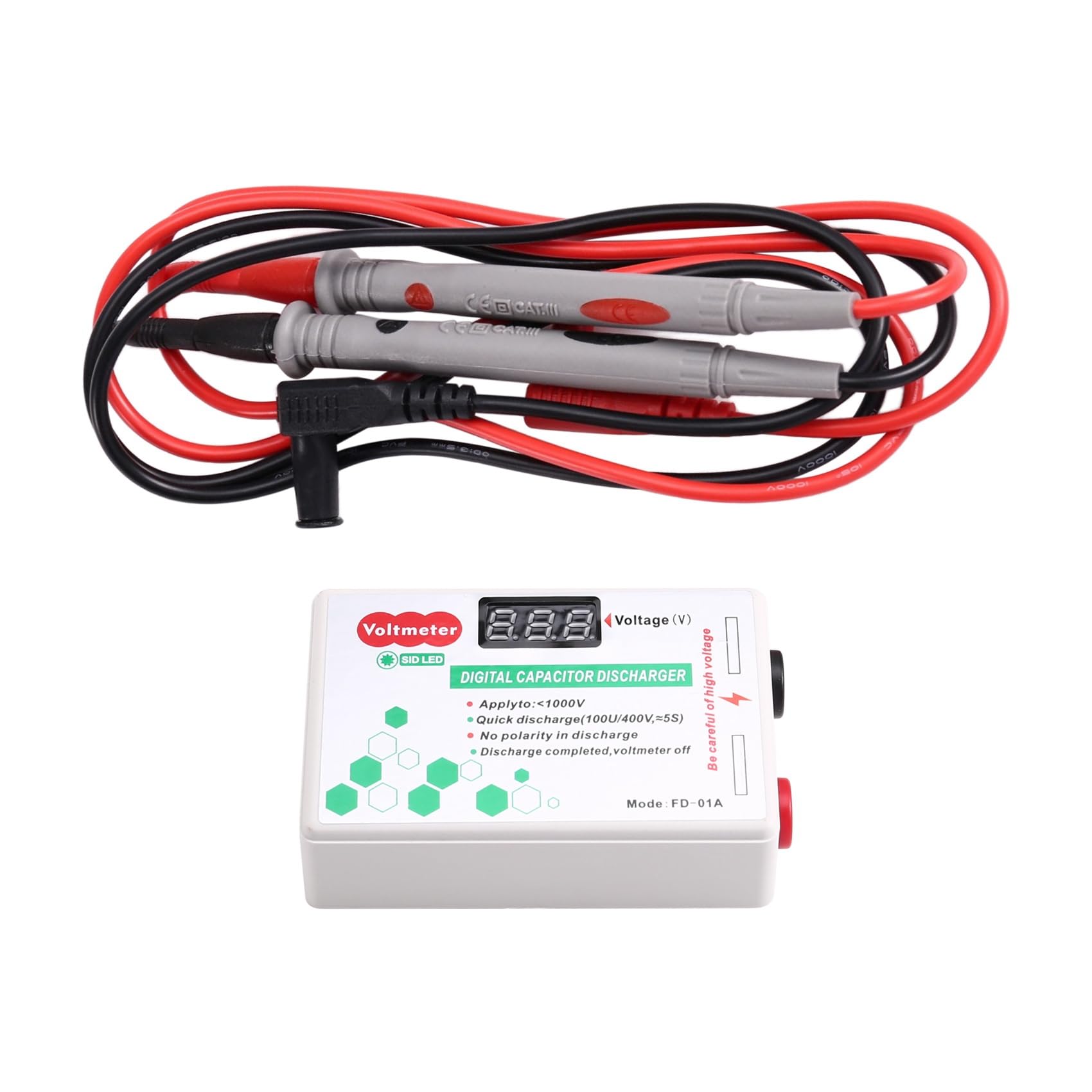 Littimoon Digital Capacitor Discharge Pen 10-1000V Fast Discharge Protection Electrician Voltage Discharging Tool