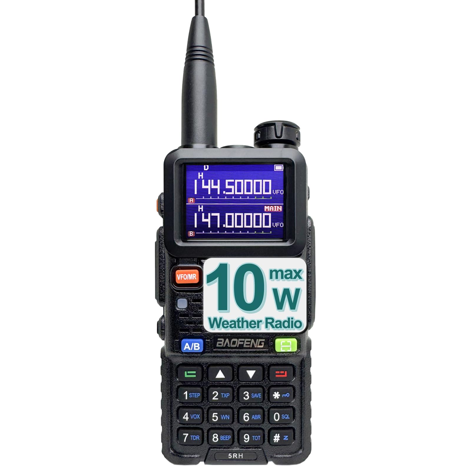 BAOFENG Ham Radio 10W Walkie Talkies Long Range Handheld NOAA Weather Radio Emergency Two Way Radio 999CH with 2500mAh Type-C Battery and Earpiece for Survival Gear Hunting Camping