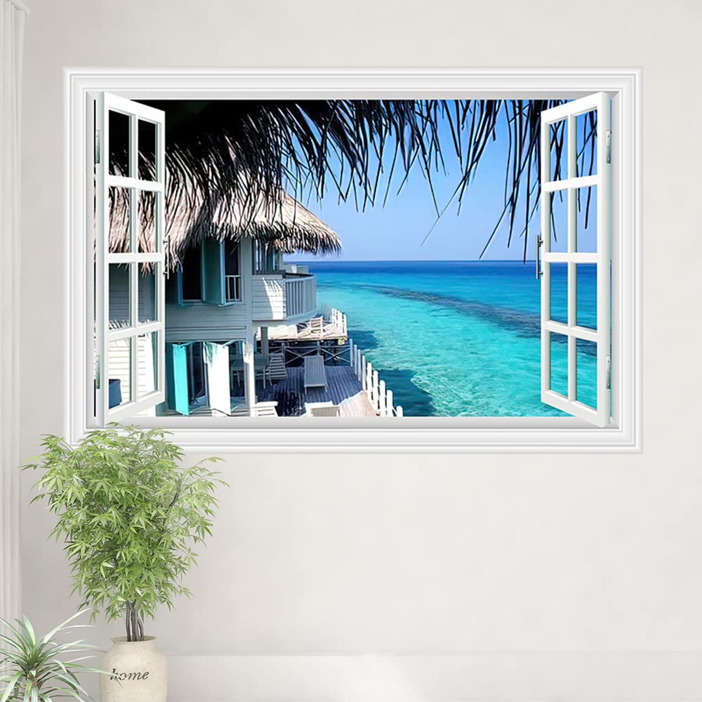 Amazon.co.jp: Condessacity ウォールステッカー 窓 絵画風 壁紙