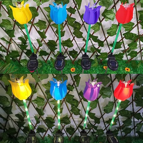 Image of GIGAWATTS GW-909 Tulip Solar Garden Light | 6 LED Solar Light Outdoor Garden with 600mAh Battery, BIS Approved, Waterproof Garden Solar Lights for Pathway & Lawn Decoration (Pack of 1, Warm White)