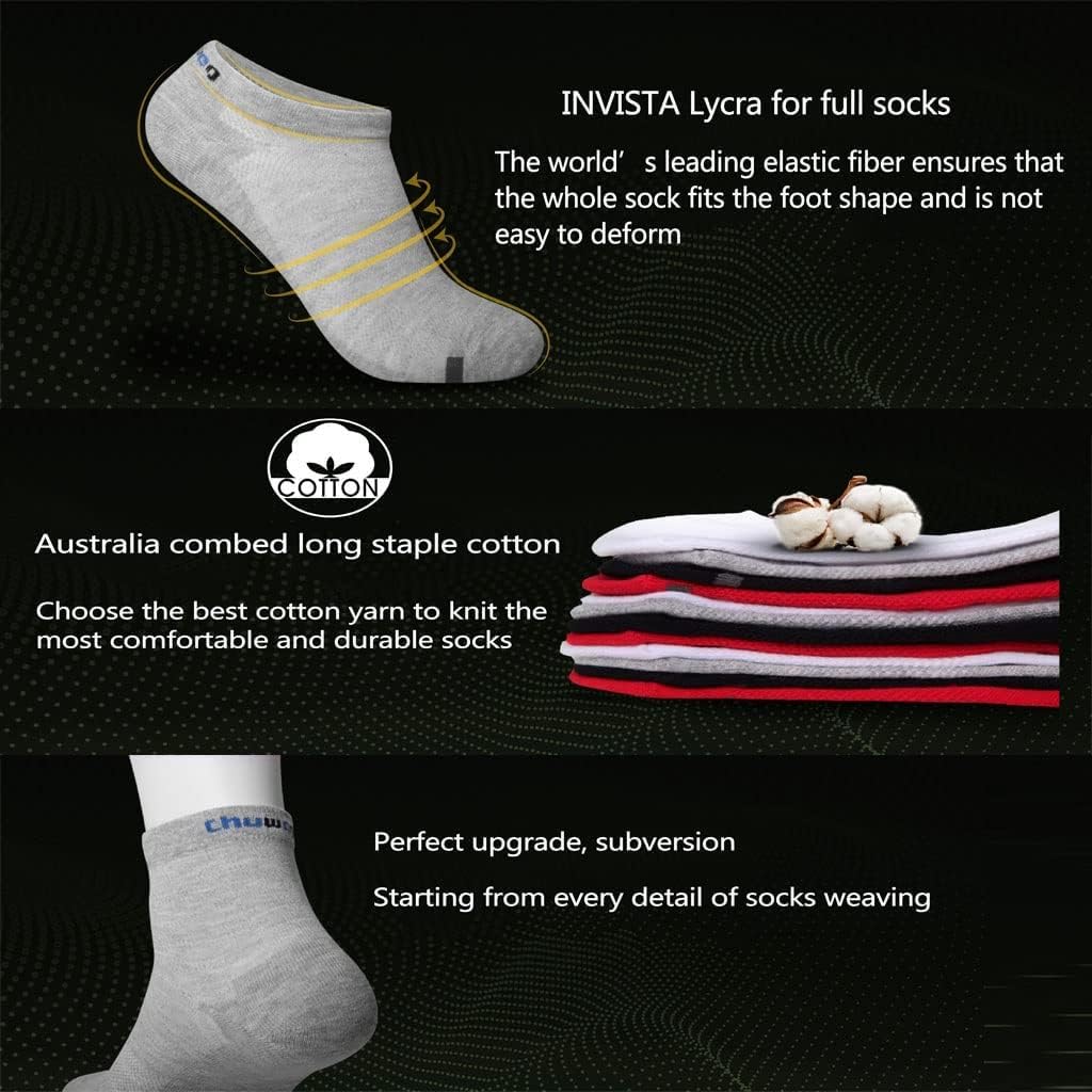 Męskie Skarpetki Wizytowe Premium Cotton Work Crew Socks Wicking Dual Defense Cushioned Graphene Massage Ankle Socks, White, One Size