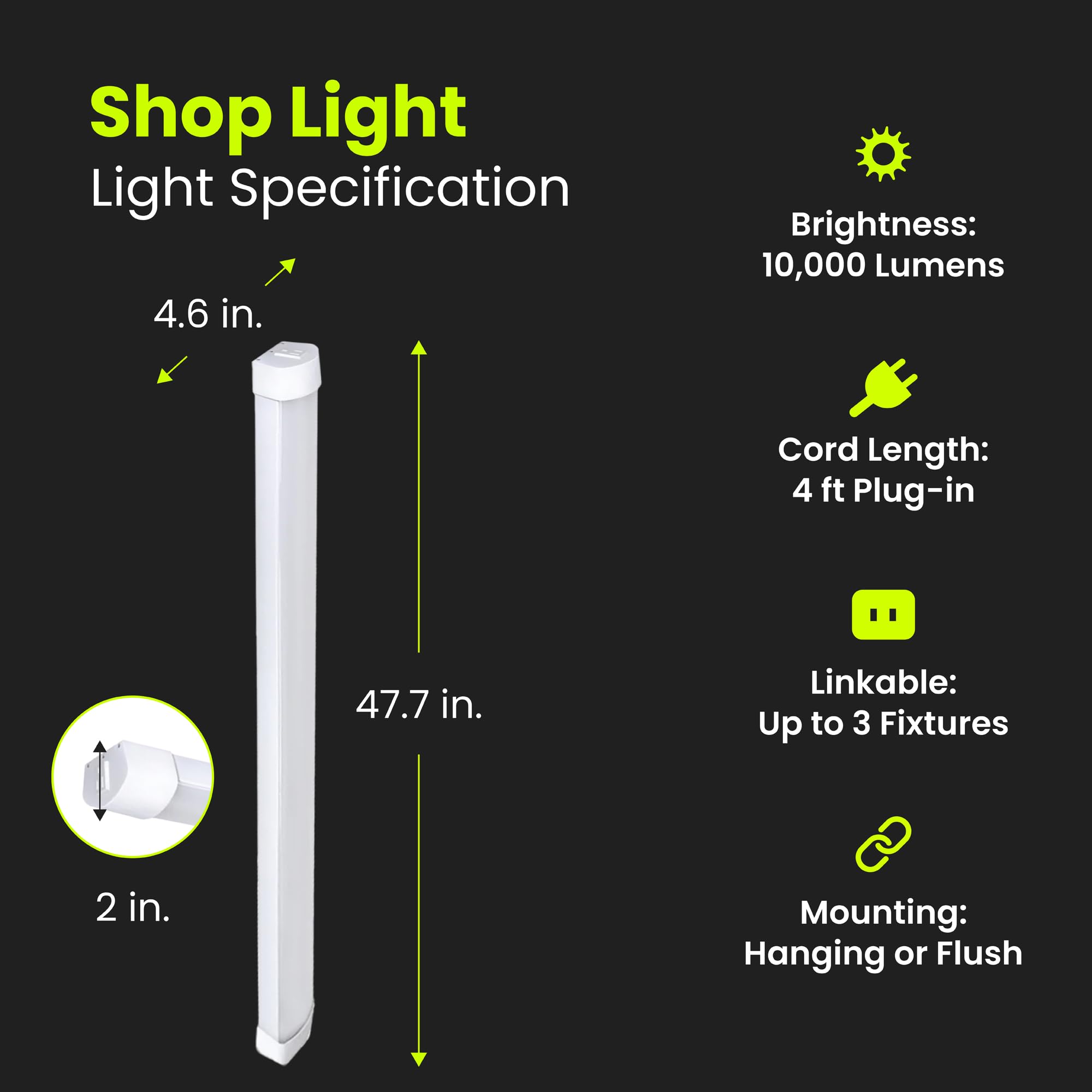 FEIT ELECTRIC LED ショップライト 4000lm 4000k Feit Electric 4' Linkable LED Shop Light, 4500 Lumens | BJ's