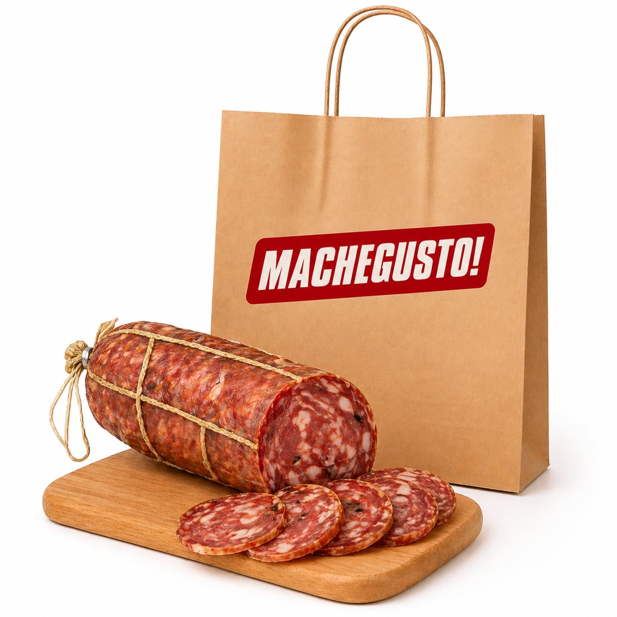 Machegusto! - Salami à la Truffe 300g – Charcuterie de Porc Italienne | Saveur Raffinée et Aromatique | Idéal pour Apéritifs et Plateaux Gourmets