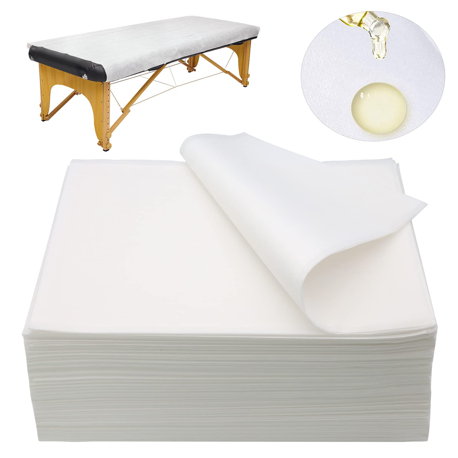 Luriseminger 60Pcs Disposable Massage Table Sheets PP+PE Non-Woven Fabric Oil-Waterproof Massage Bed Cover for Massage Table, spa, Tattoo, Waxing, Lash Bed,Salon Table,Hotels,Travel 80x180cm