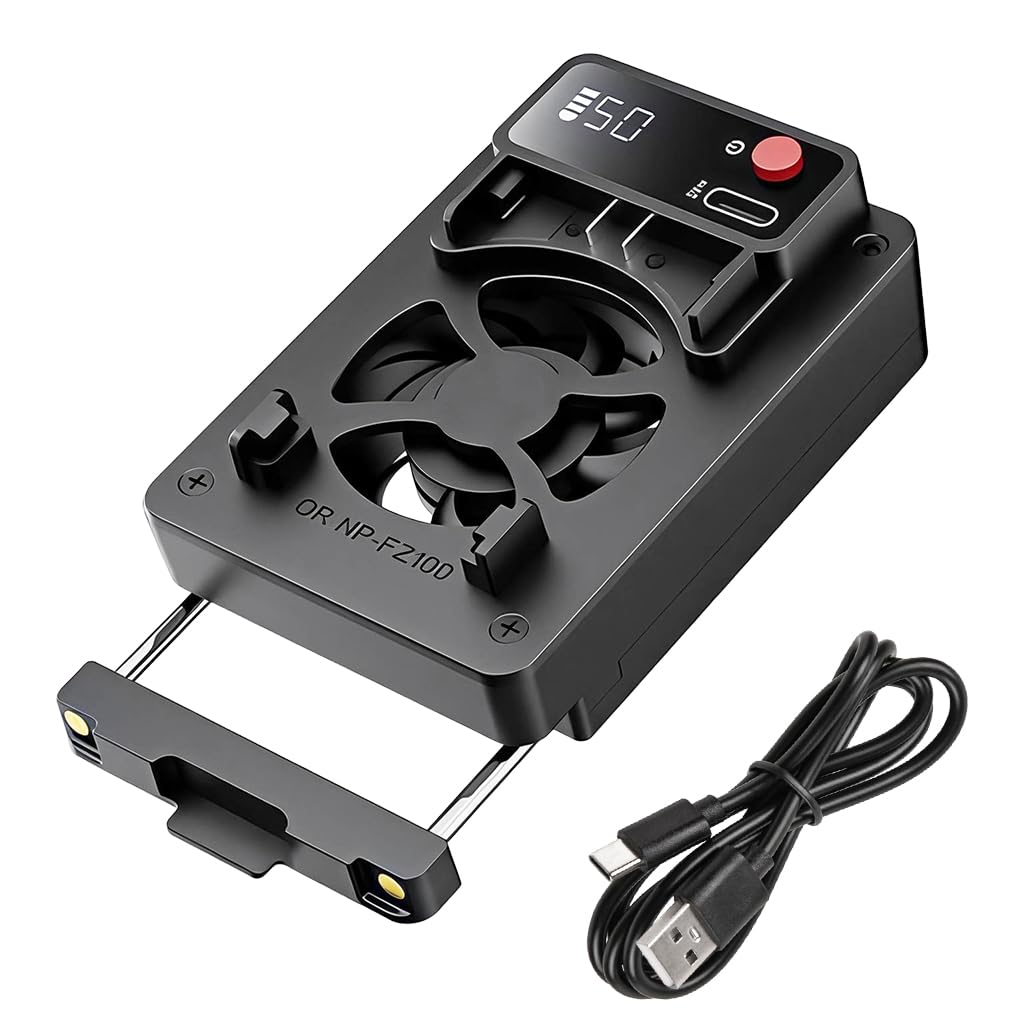 ZORBES® Live Stream SLR Camera Cooler, 5-Speed Camera Attachment Cooling Fan, USB Rechargeable Camera Cooling Fan, Secure Spring-loaded Clamp, LCD Real-time Battery Display, One Button Control-image-17