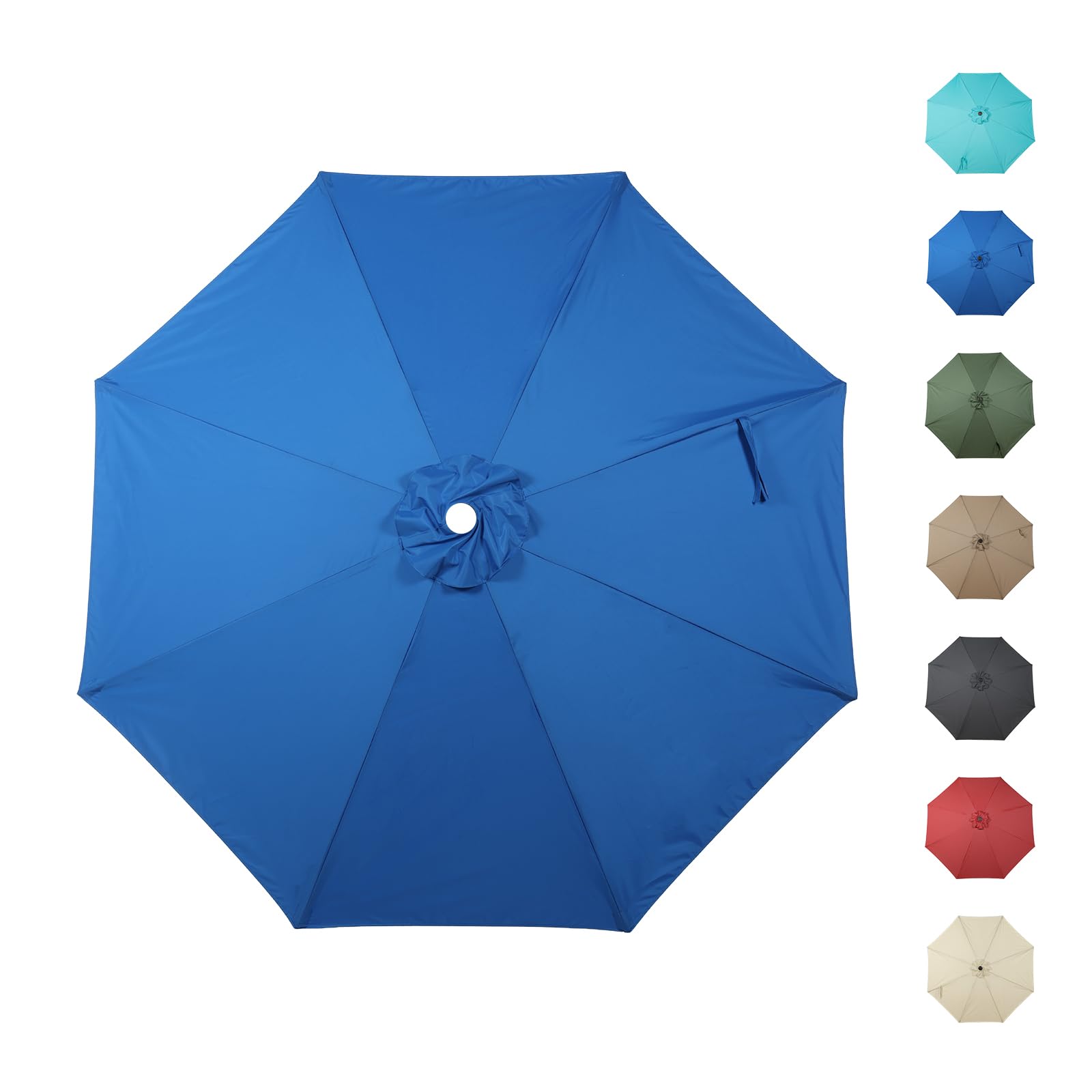 COWVIE 3m Market Umbrella Canopy Replacement for 8 Ribs Patio Umbrella, Outdoor Table Parasol Replacement for Yard, Canopy Only