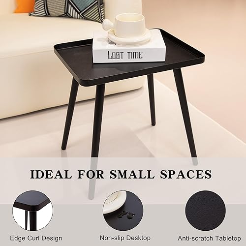 Miniatura 5 de FOOHCXX Mesa auxiliarauxiliar negra, mesa auxiliar pequeña, mesa decorativa para sala de estar, dormitorio, balcón, oficina, mesa auxiliar moderna,