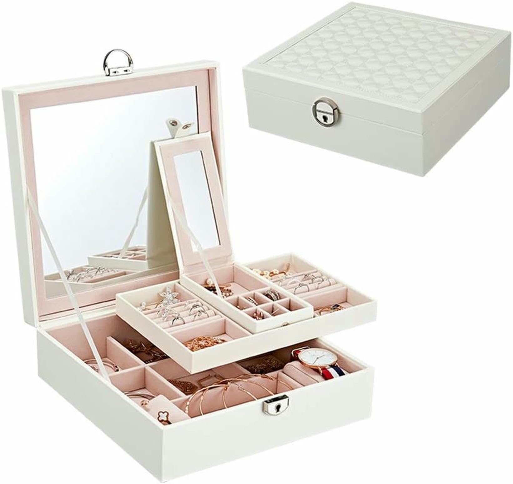 Boîte à bijoux style chinois le cadeau idéal avec miroir et écrin en velours
