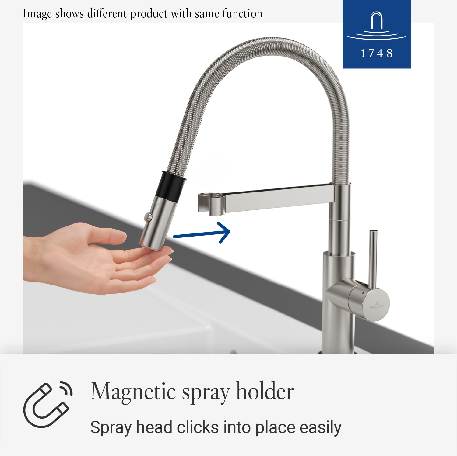 Villeroy & Boch Steel Expert Compact bateria kuchenna wysokociśnieniowa bateria kuchenna z funkcją odwracania i obrotową wylewką, bateria zlewozmywakowa, wysokość wylewki 143 mm, złoto-czarna