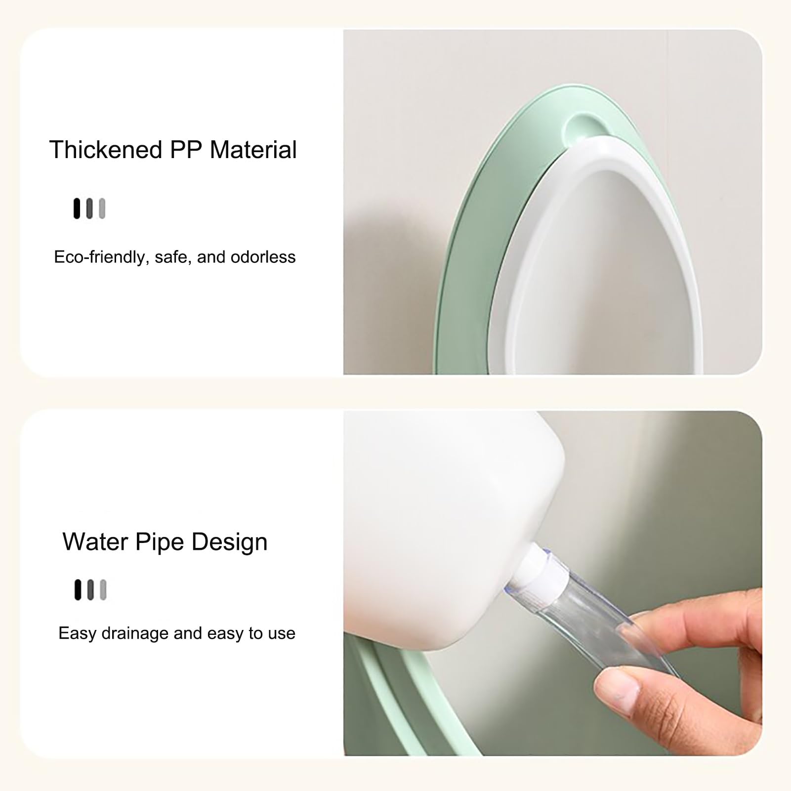 Urinal Sin Agua con Manguera, Desviador de Orina a Prueba de Salpicaduras con Surco de Profundidades, para El Hogar, Baño Exterior, Desviador de Orina, Baño(Green)