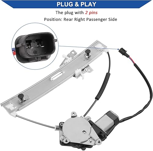 Miniatura 3 de Obaee 751-713 Elevalunas eléctrico trasero derecho del lado del pasajero con motor compatible con Ford Escape 2008 2009 2010 2011 2012, Mercury