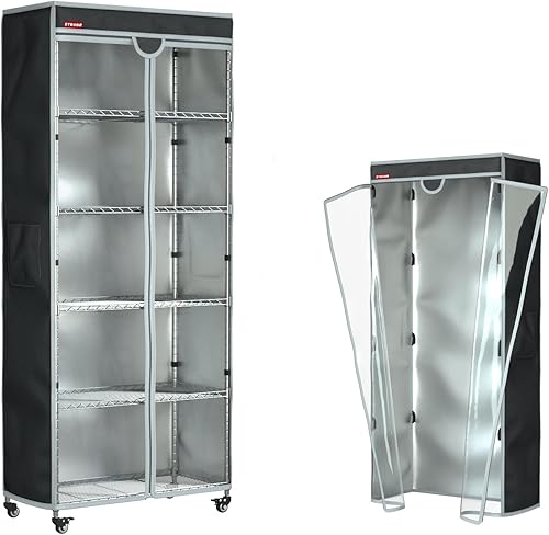 Cubierta de estantería de alambre para estante de polvo, resistente al polvo, impermeable, protector solar, diseño de panel frontal transparente