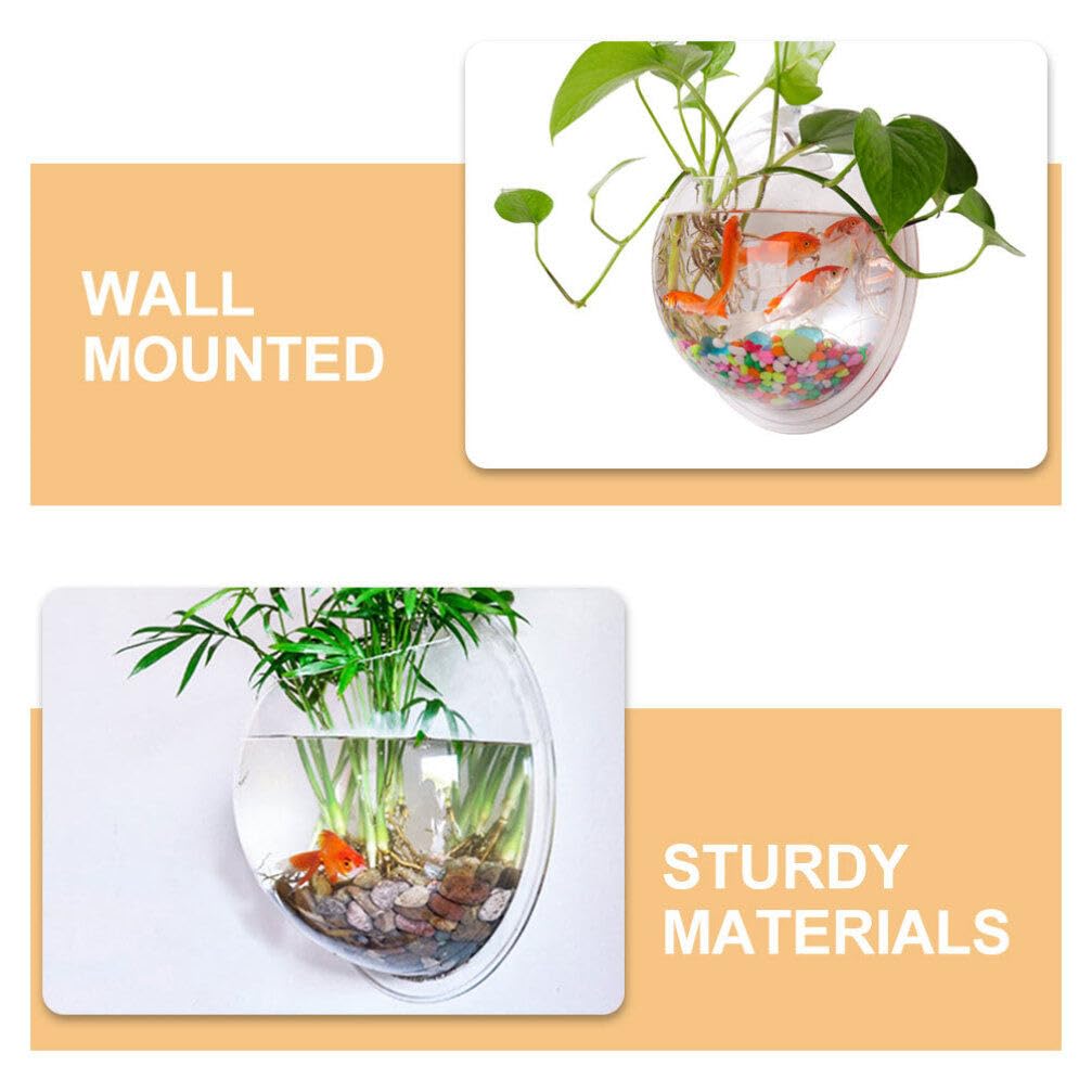 SUPVOX Bocal À Poissons Mural Pot De Plante De Propagation Suspendu Acrylique Mural Réservoir De Poissons Vase À Bulles Récipient De Fleur Aquarium Mur Pot De Plante Décor 23 Cm