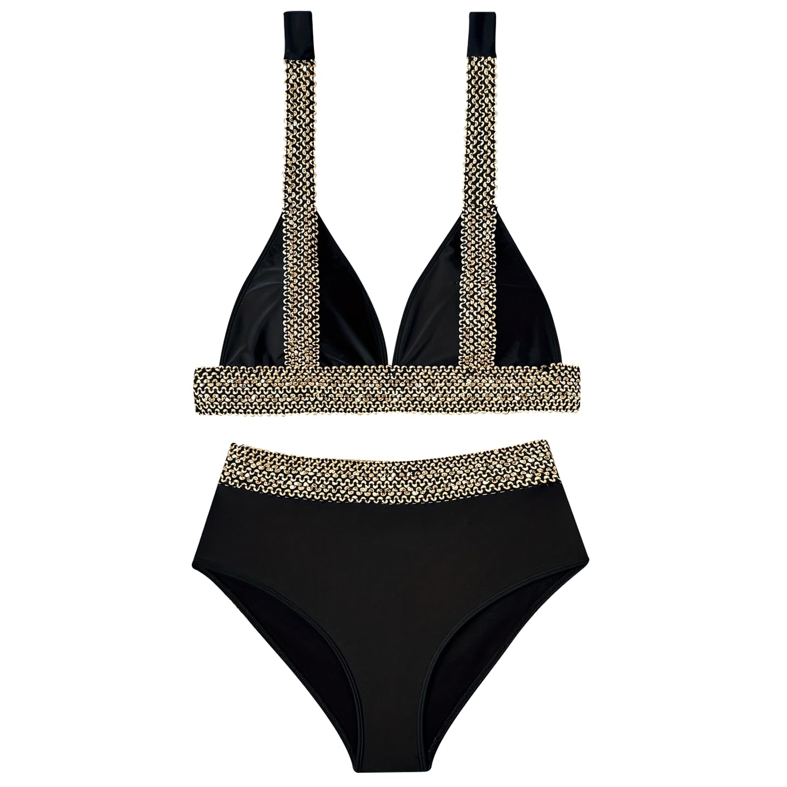 TYXHXTF Traje de Baño 2 Piezas Mujer Push up Cuello en V Bikini Sexy Cintura Alta De Dos Piezas para la Playa Verano