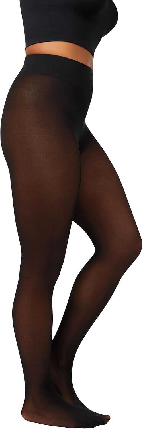 Hanes EcoSmart Womens Opaque Tights, Same to Waist, Sheer Toe, Black