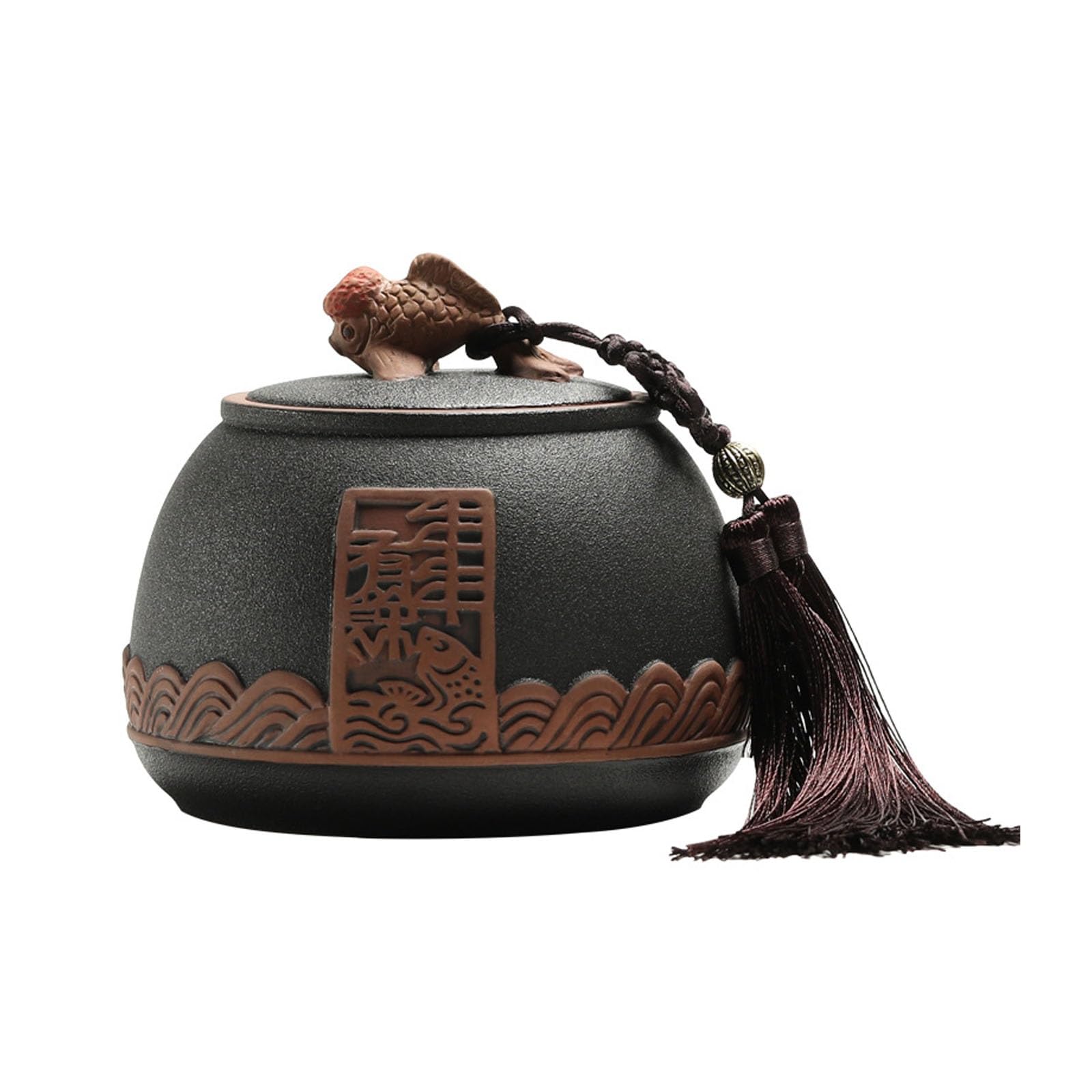Bocal à thé en céramique avec couvercle scellé – Rangement de cuisine vintage, récipient hermétique pour l'organisation de la maison et le stockage du café
