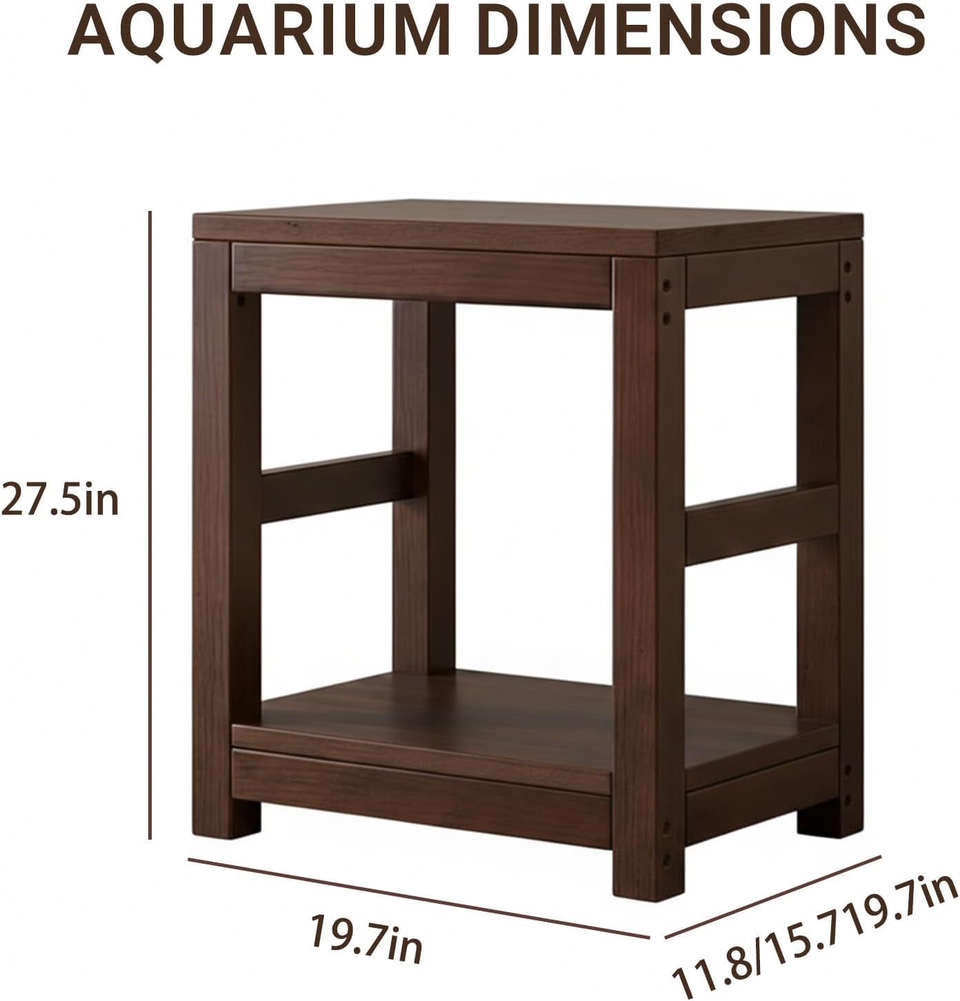 Solid Pine Wood Aquarium Stand, Heavy Duty Fish Tank Stand with Storage, Durable Terrarium Stand, Sturdy Base Support, Sizes from 15.7" to 59.1" for Home and Office Use
