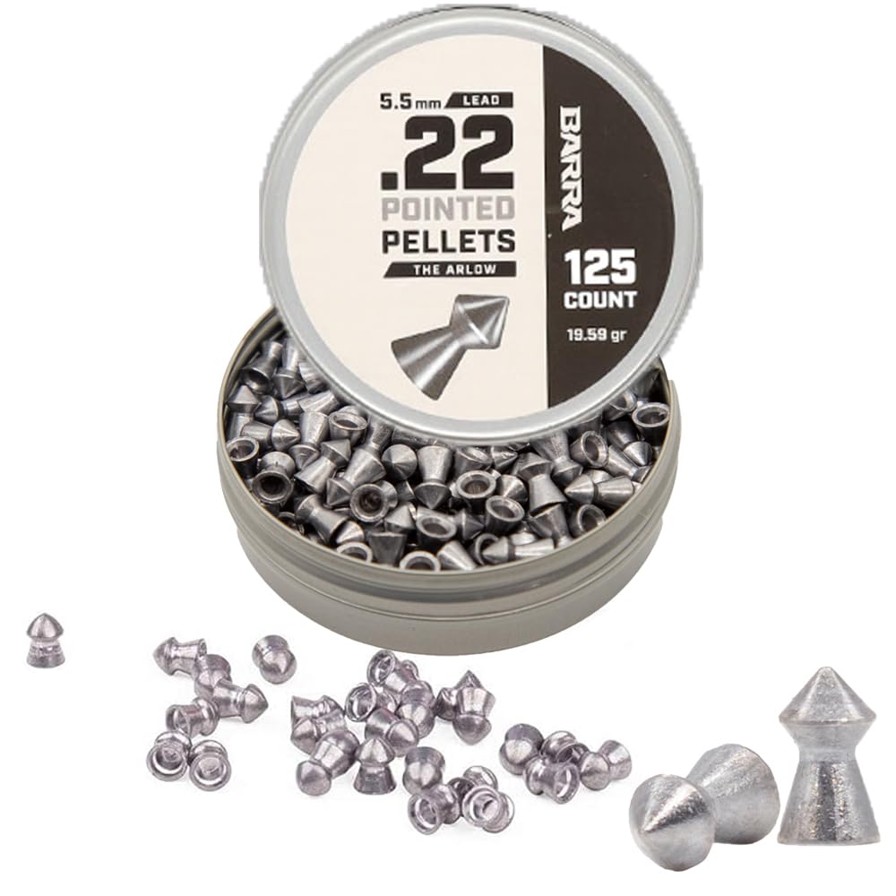 Barra Airguns Arlo Pointed Pellets for Pellet Gun, .22 Caliber Pellet, Hunting Grade, Maximum Penetration, Ideal for Small Game Hunting, Increased Accuracy, 125 Count