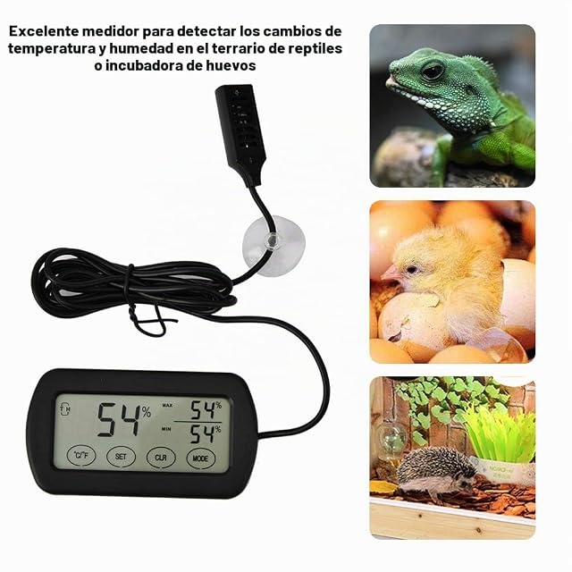 Foto 2 de 7 de Tnfeeon Termómetro Higrómetro Digital LCD, 8,8 x 4,8 cm, Medidor de Temperatura y Humedad para Incubadora