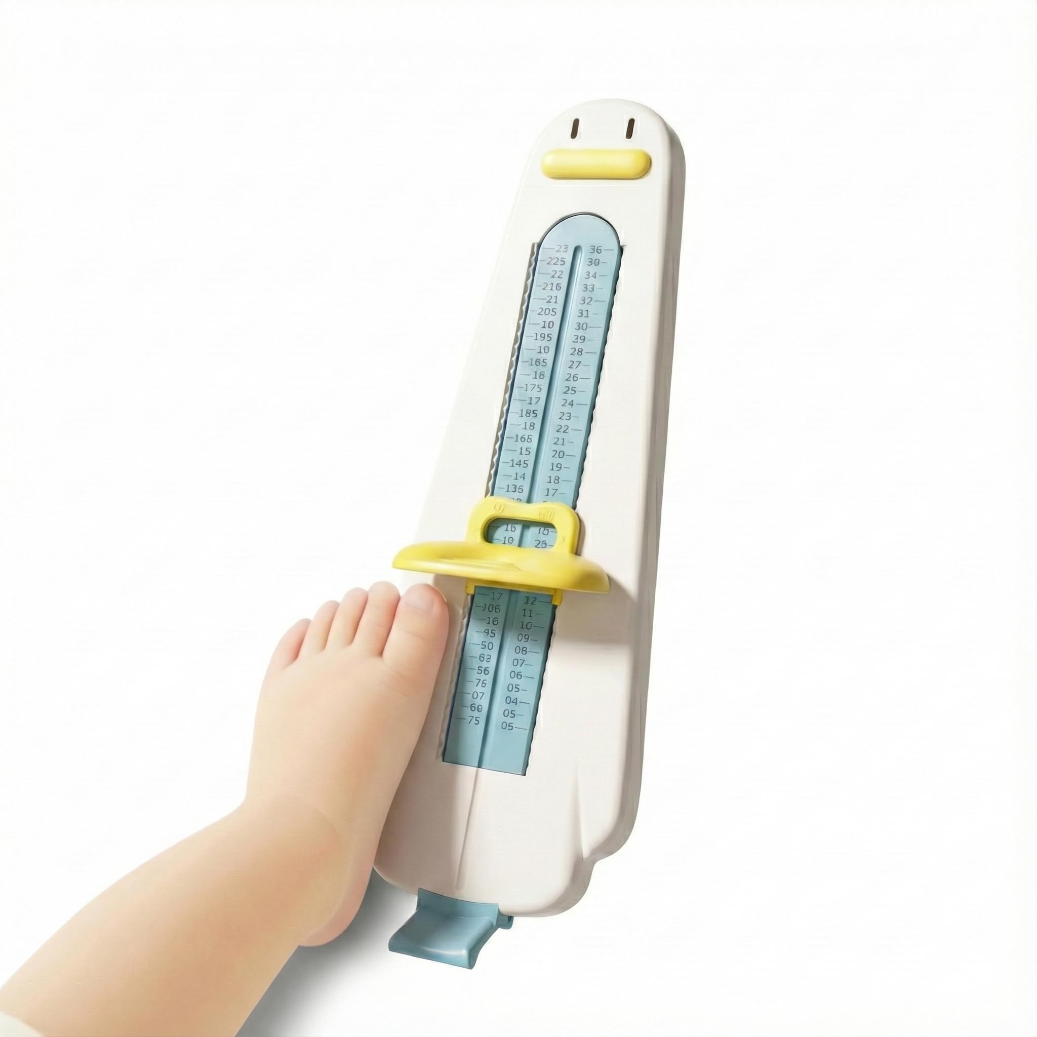 Pédimètre Bébé et Enfant (0-8 Ans) - Règle Mesure Pied Précise en CM pour Pointure Chaussure - Appareil de Mesure Ajustable, Solide en ABS & Ludique - Évite Les Erreurs de Taille - Blanc/Bleu