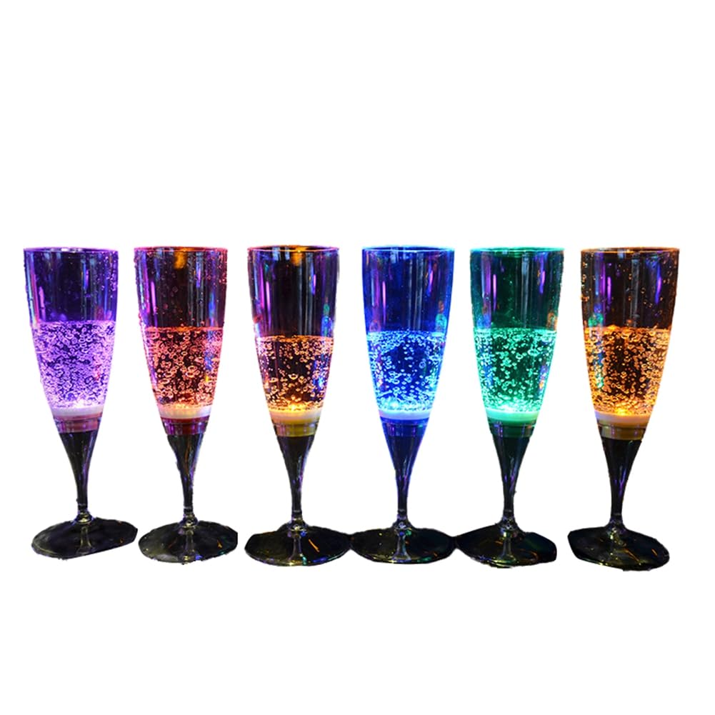 CTRLZS Bar Cup KTV Cocktail Glass 6pcs Cups Food Grade Plastic Wine Glass LED Light Glasses Battery