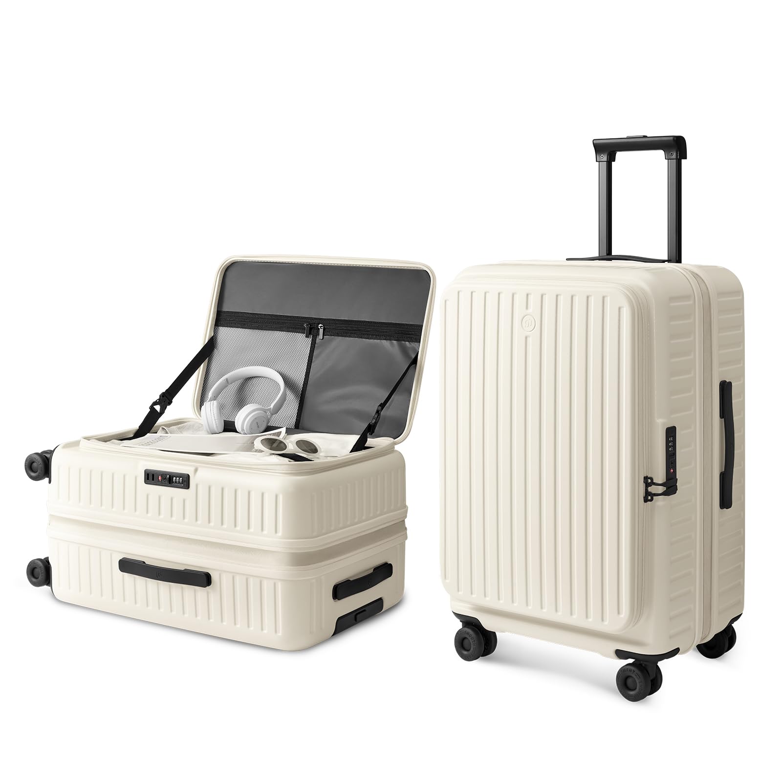 NINETYGO Top Opening Checked Luggage, Lightweight Medium Suitcase, ALPS