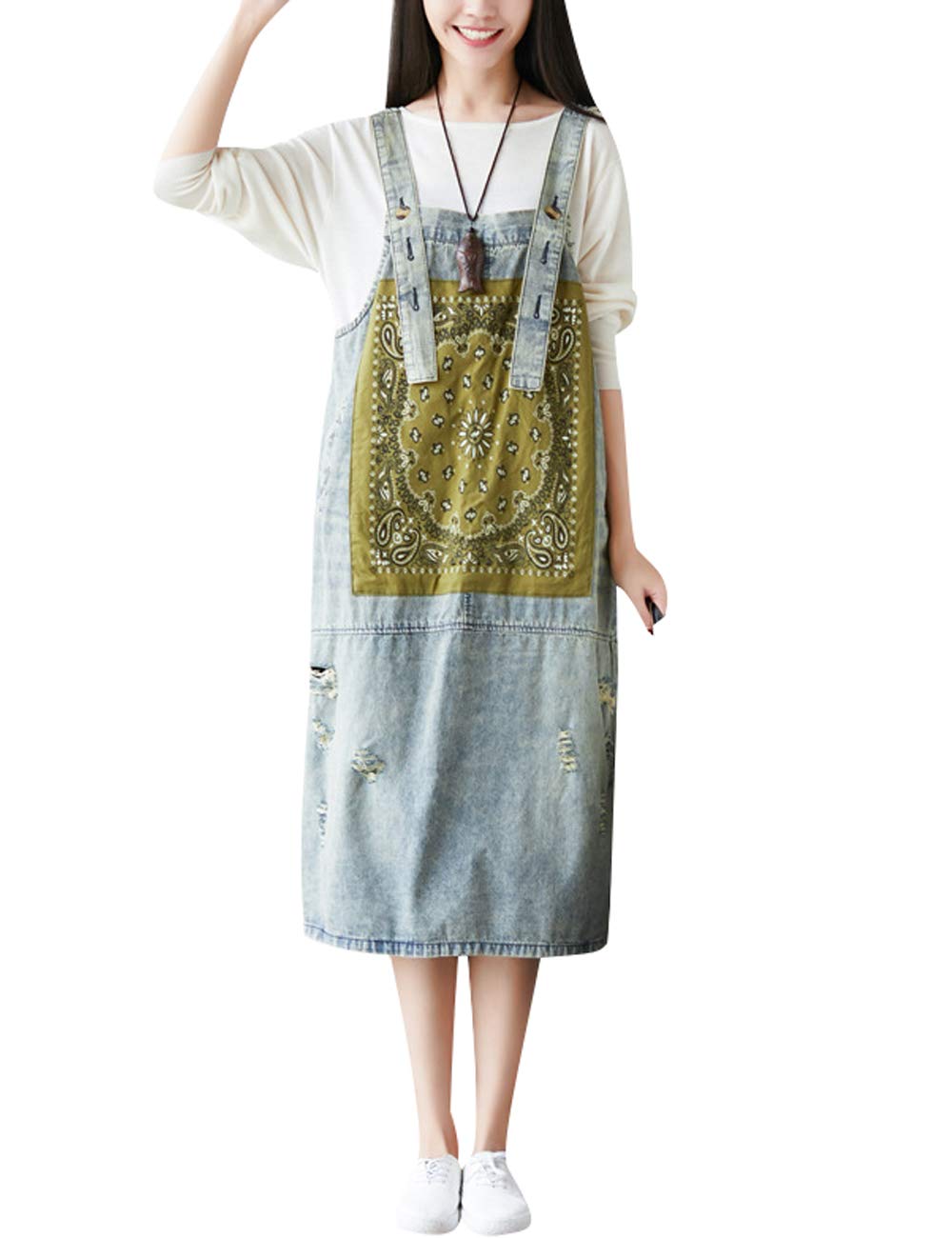 Femmes Sangle réglable Denim Jupes Jarretelles Robe sans Manches