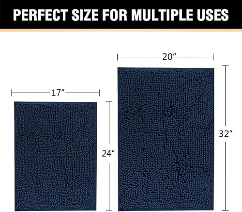 Miniatura 2 de Juego de tapetes de baño de microfibra afelpada, alfombrilla de felpilla, ultrasuave, lavable, secado rápido, absorbente, para dormitorio, cocina