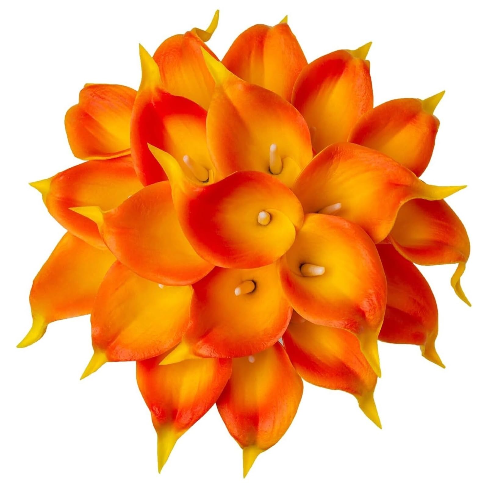 LuoAXINN Artificial Wedding Bouquet 20Pcs Artificial Calla Lily Flower Latex Flowers for DIY Wedding Bouquet Party Home Decor(Sunset)