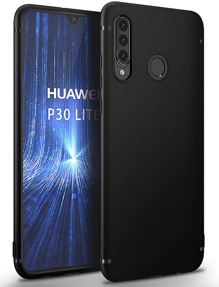 BENNALD Huawei P30 Lite Case, Thin Ultra-Slim Fit Matte Finish Flexible TPU Phone Case Cover Compatible for Huawei P30 Lite - Black