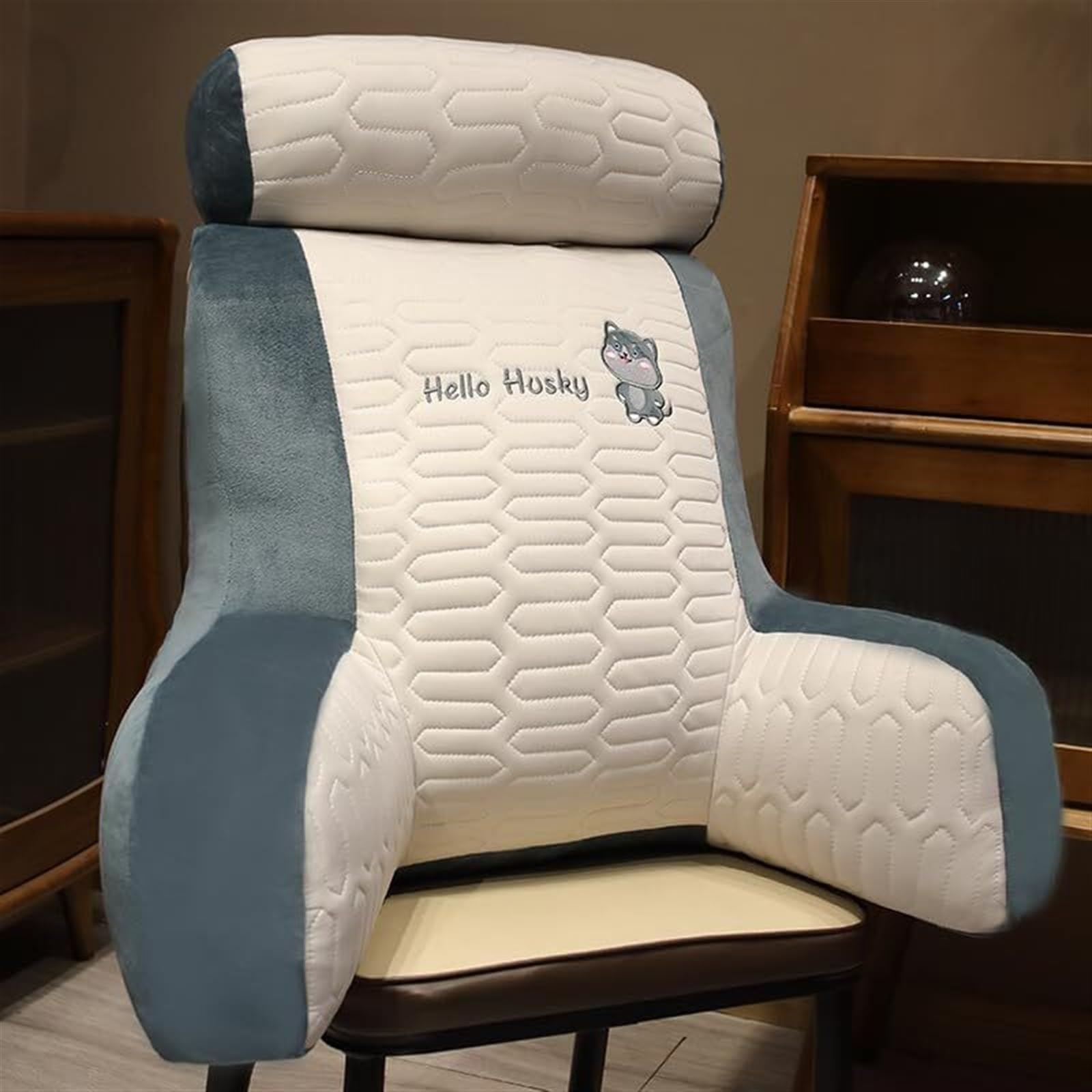 MYXJX back support cushion, Large Backrest Waist Pillows Triangle Reading Relax Sofa Support can Removed and Washed(Husky,60 * 50CM)
