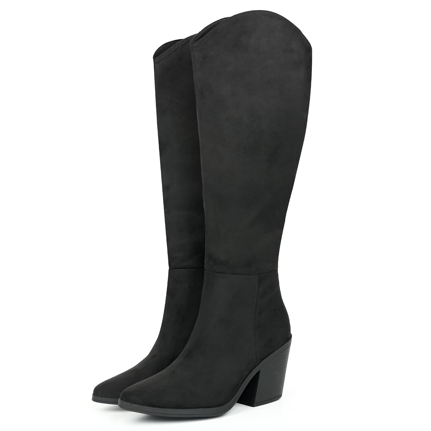 Hawkwell Suede Knee-High Boots Fall Boot For Women Chunky Block High Heel Classic Slouch Fashion Point Toe Side