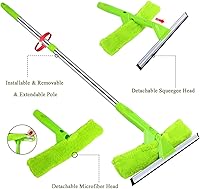 Vista 6 de Escobilla de goma para limpieza de ventanas kit de lavado de ventanas 3 en 1 con barra de extensión escobilla de ventana de 55 pies y limpiador