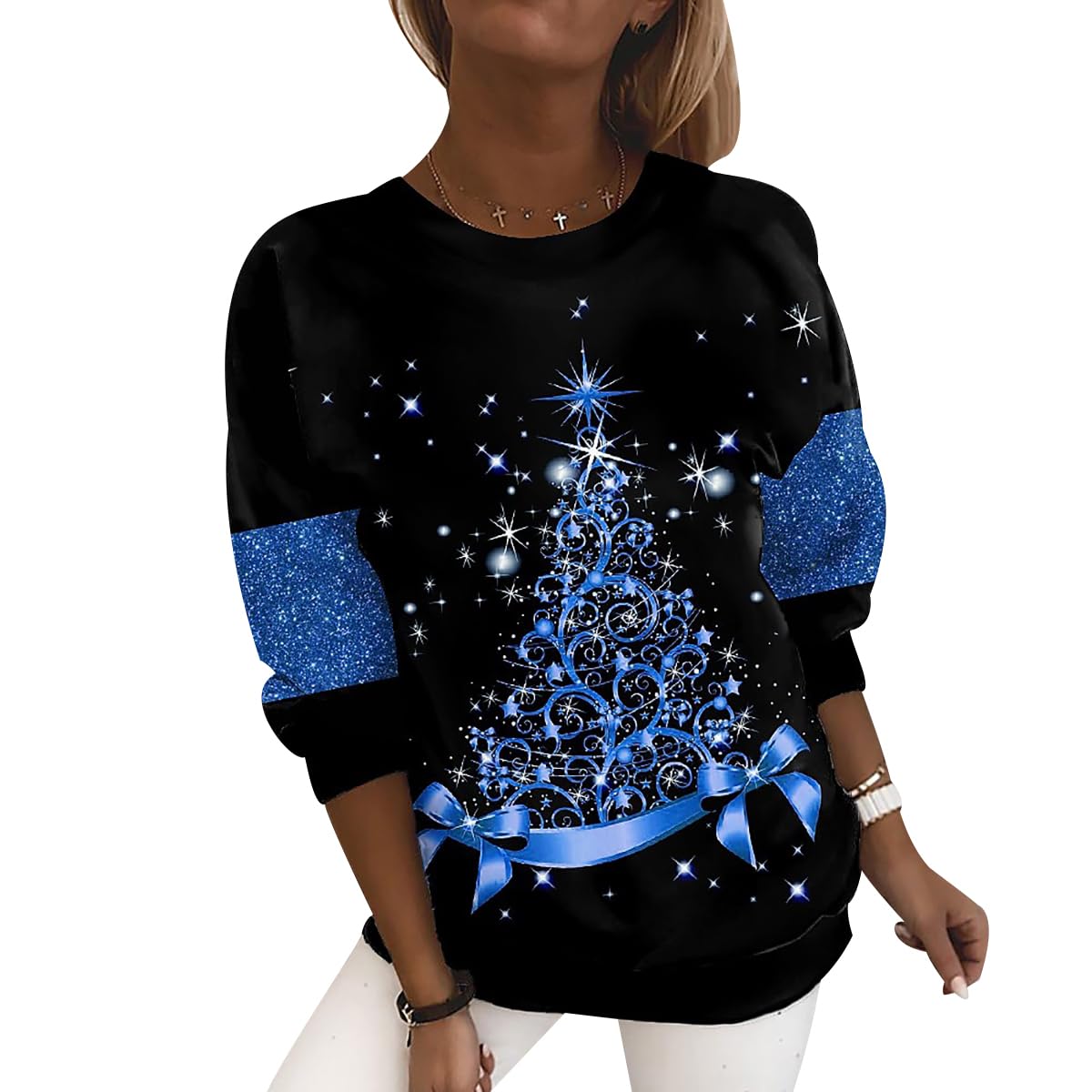 Pull De Noël Moche Et Kawaii Pour Femme – Motifs Sapin, Renne, Bonhomme De Neige – Taille Grande, Matière Douce Et Extensible - 5