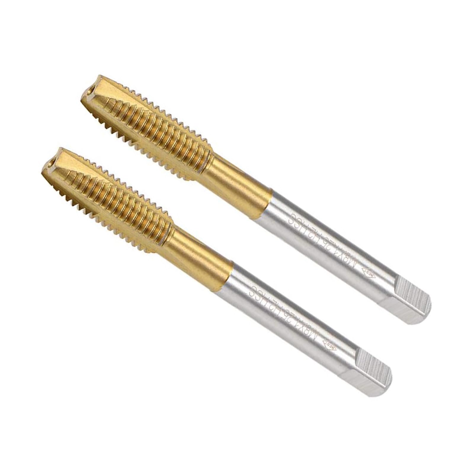 Unifizz Spiral Point Plug Threading Tap M8 x 1.25, Metric Machine Screw Tap, HSS Titanium Coated Ground Threads H2 3 Flute Thread Tapping Bit for Thread Repair, 2Pcs