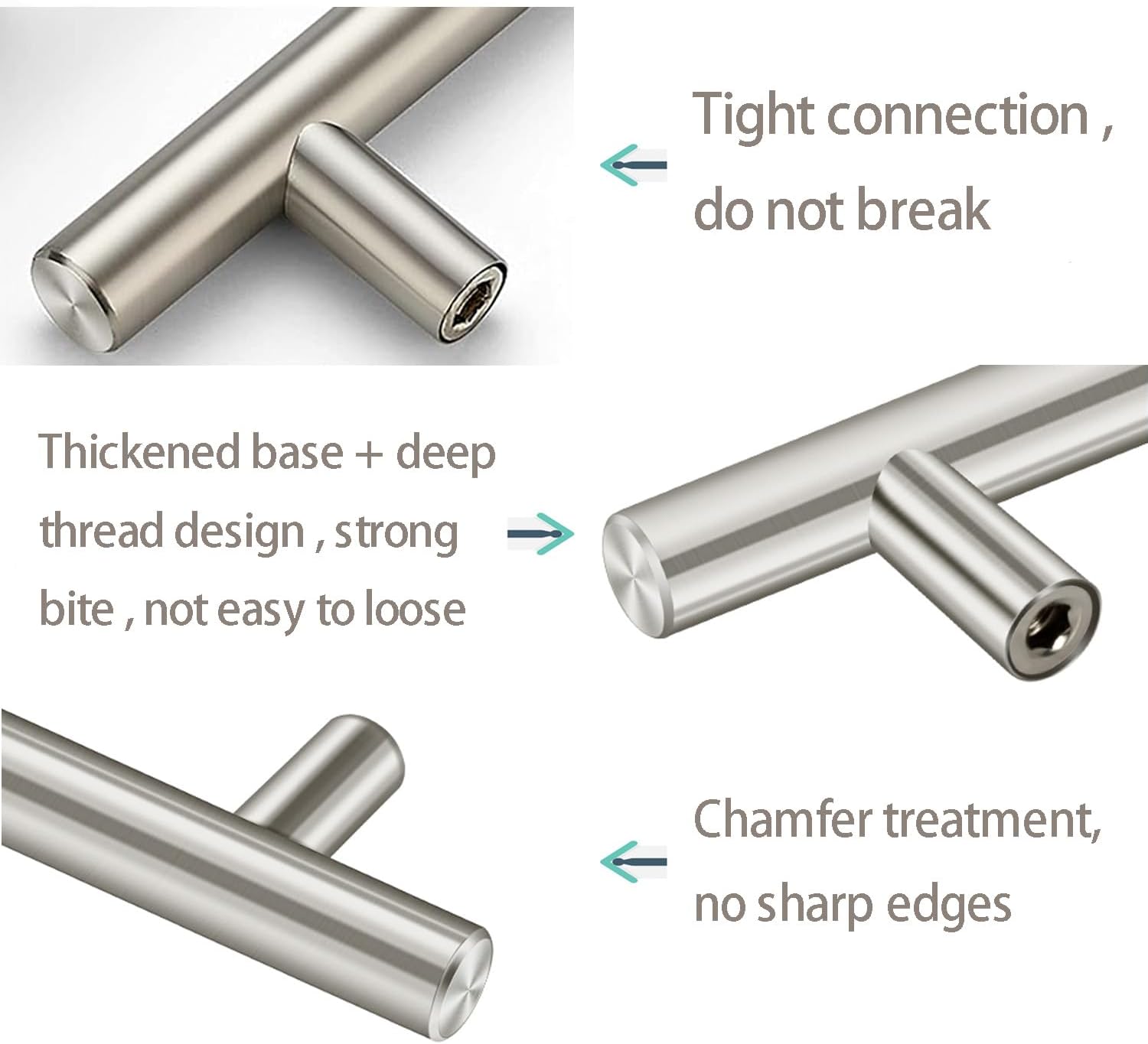 Brushed Nickel Stainless Steel Cabinet Bar Pulls with Mounting Hardware