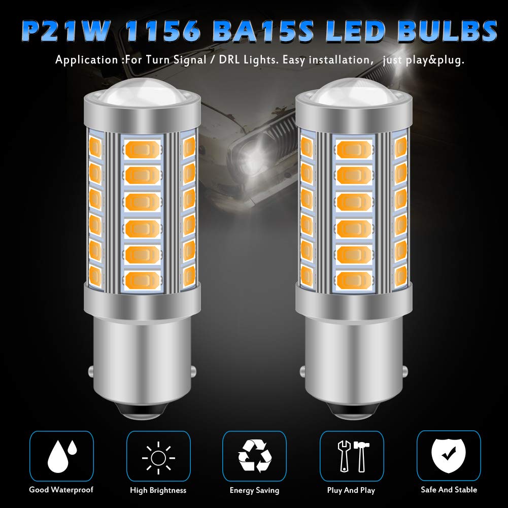 KATUR 10 szt. 1156 BA15S 1141 7056 5630 33-SMD bursztyn 900 lumenów super jasne LED kierunkowskaz hamowania żarówka 12 V 3,6 W