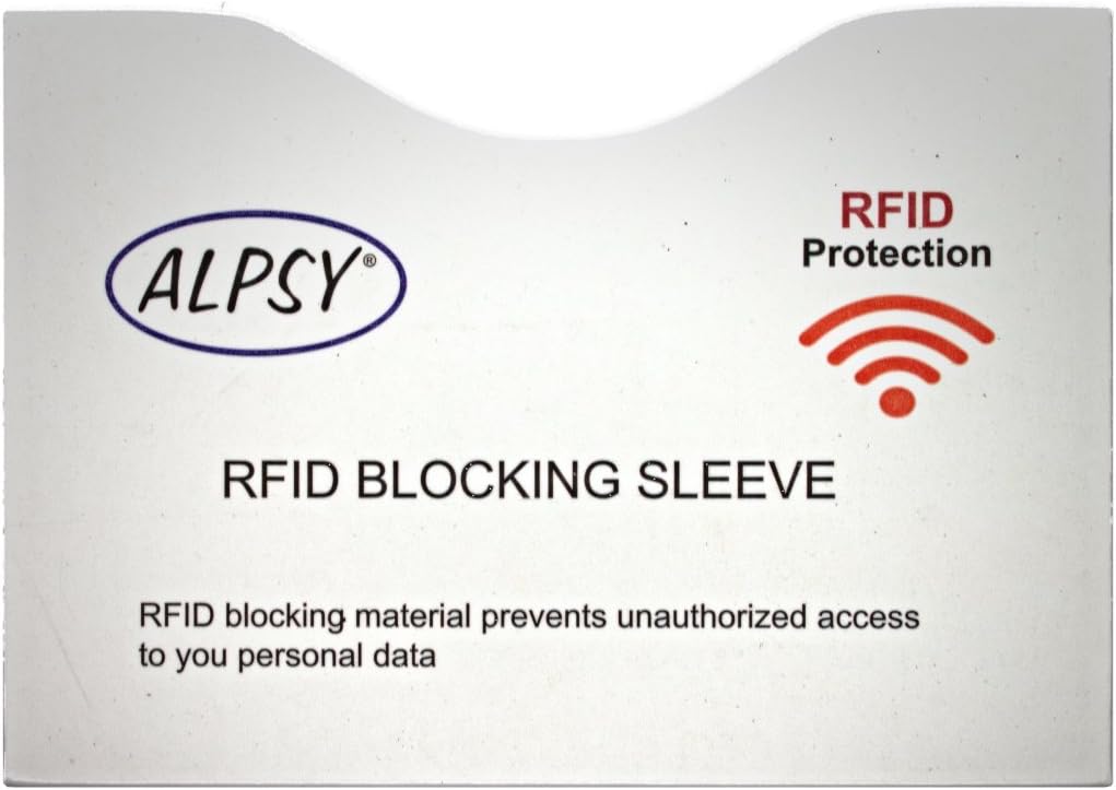 Alpsy RFID Blocking Sleeve for Passport and Cards carried in Travel Money Belts