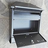 Großer Briefkasten / Postkasten XXL Anthrazit mit Zeitungsrolle Zeitungsfach Schrägdach Trapezdach - 4